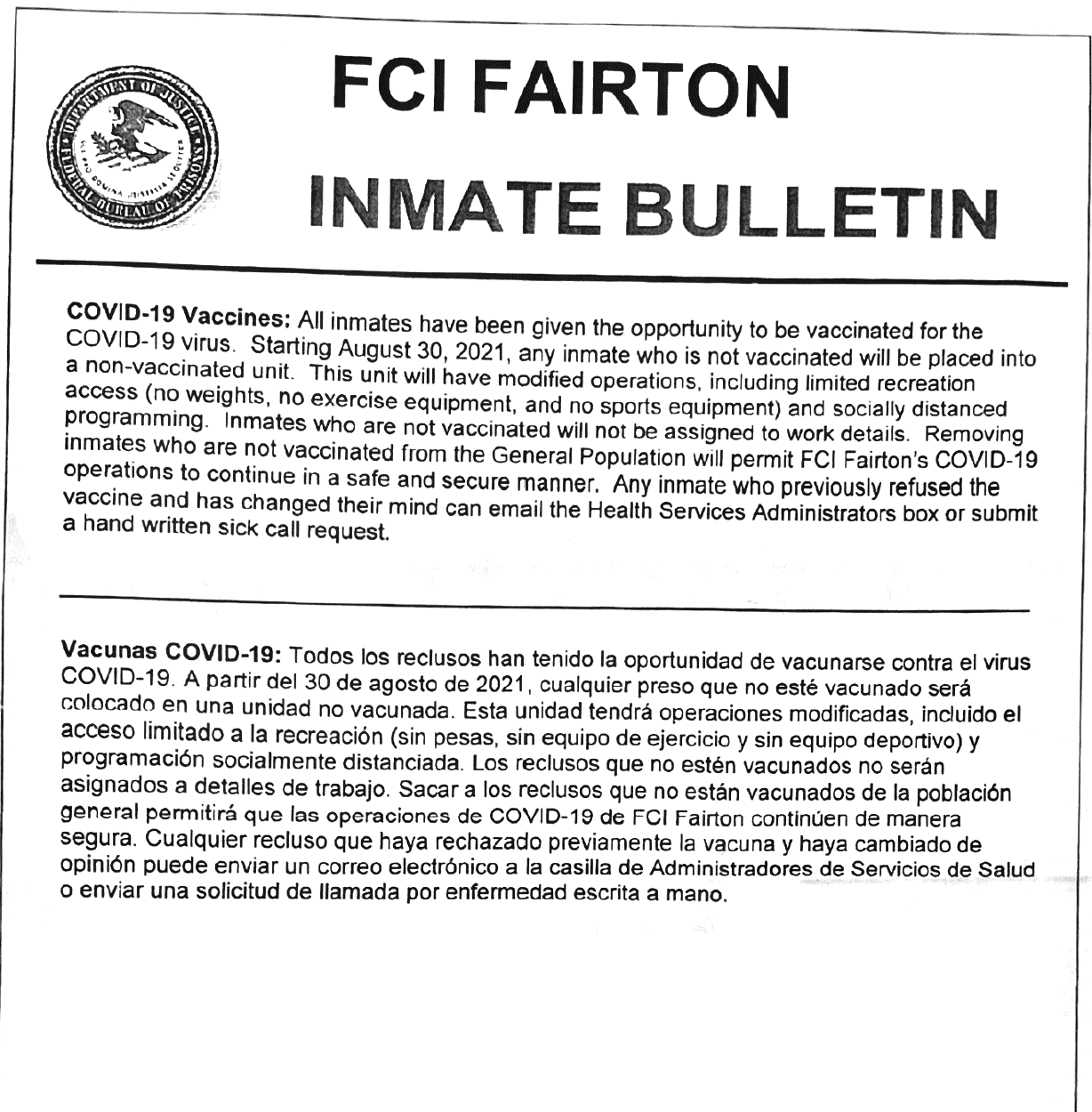 Fairton Bulletin